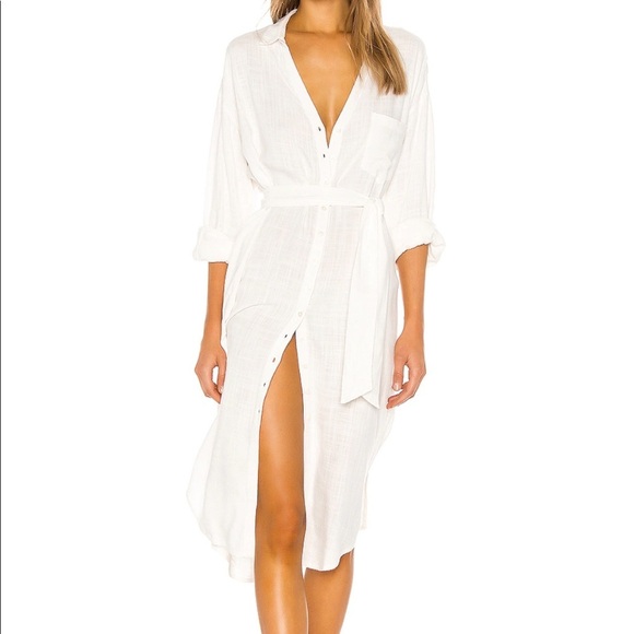 L*SPACE Barcelona Dress in Cream linen cover up M - Picture 2 of 6